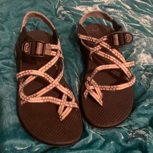 Women’s Gray/White Chaco Sandals with Toe Strap
